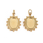 304 Stainless Steel Pendant Cabochon Settings, with Jump Rings, Oval, Real 14K Gold Plated, Tray: 8x6mm, 16x11x2mm, Jump Ring: 3.8x0.5mm, 2.8mm inner diameter(X-STAS-S116-226G)