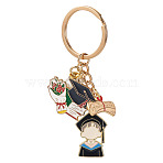 Acrylic & Alloy Enamel Keychain, Graduate, with Golden Iron Rings, Mixed Color, 85mm(KEYC-TAC00054)