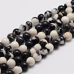 Natural Zebra Jasper Bead Strands, Round, 10mm, Hole: 1mm, about 38pcs/strand, 15.5 inch(G-K153-B05-10mm)