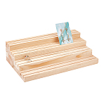 4-Tier Wood Jewelry Display Stands, Wooden Tiered Jewelry Organizer Holder for Rings, Earring Display Cards and Photo, Home Decorations, PapayaWhip, 17x30x7.7cm, notch: 0.3cm(ODIS-WH0017-070)