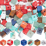 140Pcs 7 Colors  Synthetic Regalite/Imperial Jasper/Sea Sediment Jasper Beads Strands, Dyed, Cube, Mixed Color, 4x4.5~5x4.5mm, Hole: 0.9mm, 20pcs/color(G-SC0003-23)