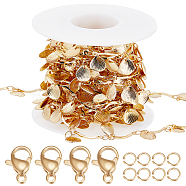 DIY Shell Charms Chain Bracelet Necklace Making Kit, Including Brass Link Chains, 304 Stainless Steel Jump Rings & Clasps, Real 18K Gold Plated, Chain: 5M/set(DIY-BBC0001-64)