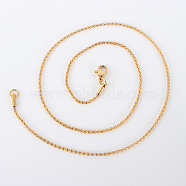 Ion Plating(IP) 304 Stainless Steel Mesh Chain Necklaces, with Lobster Claw Clasps, Golden, 17.7 inch(44.9cm),  1.5mm(NJEW-F201-07G)
