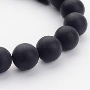 Grade A Natural Black Agate Beads Strands, Dyed, Frosted, Round, 10mm, Hole: 1mm, about 39pcs/strand, 16 inch(G447-5)