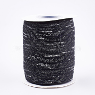 Polyester Organza Ribbon, Black, 3/8 inch(10mm), about 100yards/roll(91.44m/roll)(SRIB-T003-14A)