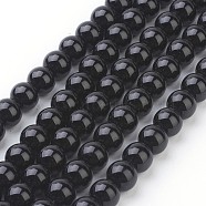 Synthetic Black Stone Beads Strands, Dyed, Round, Black, 4mm, Hole: 0.8mm, about 90pcs/strand, 14.5~15 inch(GSR4mmC044)