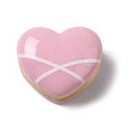 Opaque Resin Imitation Food Decoden Cabochons, Heart Macaron, Pink, 15x17.5x10mm(RESI-B019-02C)