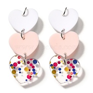 Acrylic Big Pendants, Heart Charms, with Paillette & Light Golden Loop, Misty Rose, 54.5x20.5x2.5mm, Hole: 5mm(FIND-B045-18A)