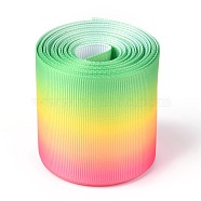 Gradient Rainbow Polyester Ribbon, Single Face Printed Grosgrain Ribbon, for Crafts Gift Wrapping, Party Decoration, Colorful, 2 inch(50mm), about 5 yards/roll(4.57m/roll)(OCOR-G008-04D)