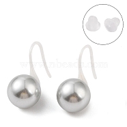 Hypoallergenic Bioceramics Zirconia Ceramic Dnagle Earrings, with Shell, No Fading and Nickel Free, Round, Silver, 15x10mm(EJEW-C111-17)