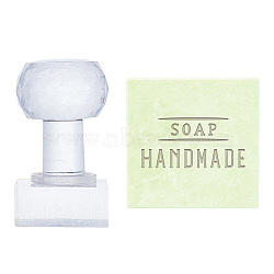 Clear Acrylic Soap Stamps, DIY Soap Molds Supplies, Rectangle with Soap Handmade, Word, 51x19x37mm, Pattern: 23x35mm(DIY-WH0446-004)