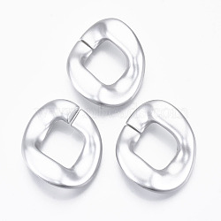 Spray Painted CCB Plastic Linking Rings, Quick Link Connectors, For Jewelry Curb Chains Making, Twist, Silver, 48.5x40.5x10mm, Inner Diameter: 22x25mm(CCB-R104-01C-03)