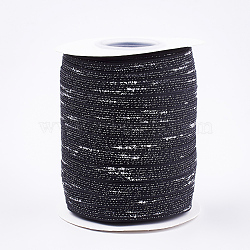 Polyester Organza Ribbon, Black, 3/8 inch(10mm), about 100yards/roll(91.44m/roll)(SRIB-T003-14A)