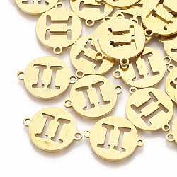 201 Stainless Steel Links connectors, Laser Cut Links, Flat Round, Golden, 20x15x1mm, Hole: 1.8mm(STAS-T044-33G)