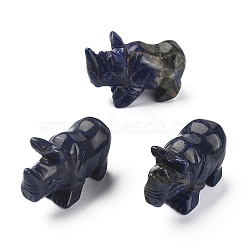Natural Sodalite Carved Healing Rhinoceros Figurines, Reiki Stones Statues for Energy Balancing Meditation Therapy, 52~58x21.5~24x35~37mm(DJEW-M008-02D)