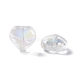 Electroplate Glass Bead, Heart, AB Color, Clear, 10x10x5mm, Hole: 1mm(EGLA-H102-08L)