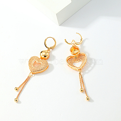 Creative Heart-shaped Tassel Earrings for Casual and Commuting Outfits, Real 18K Gold Plated, Key(TL1461)