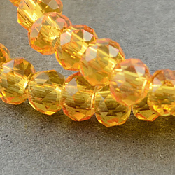 Transparent Glass Beads Strands, Faceted, Rondelle, Orange, 2.9~3.3x2mm, Hole: 0.5mm, about 145~150pcs/strand, 34~35cm(GLAA-R135-2mm-02)