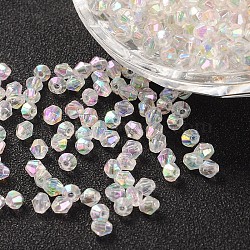 Bicone AB Color Plated Eco-Friendly Transparent Acrylic Beads, Clear AB, 4x4mm, Hole: 1mm(X-TACR-A003-4mm-22)