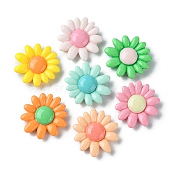 Opaque Resin Cabochons, Flower, Mixed Color, 26.5x29x7mm(RESI-H146-03C)