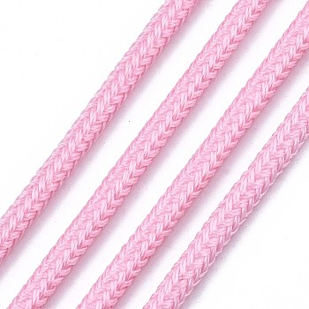 Luminous Polyester Braided Cords, Pearl Pink, 3mm, about 100yard/bundle(91.44m/bundle)
