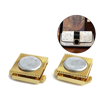 Alloy Magnetic Handbag Locks, Press Lock for Hardware Accessoriess, Square, Golden, 5x4cm