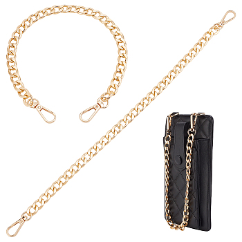 Elite 2Pcs Aluminum Bag Strap Curb Chains, Wallet Chains, with Swivel Clasps, Golden, 40cm