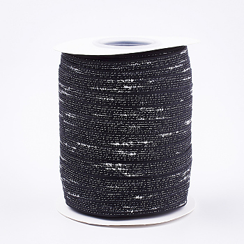 Polyester Organza Ribbon, Black, 3/8 inch(10mm), about 100yards/roll(91.44m/roll)