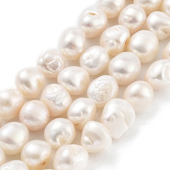 Natural Cultured Freshwater Pearl Beads Strands, Two Sides Polished, PapayaWhip, 11~12mm, Hole: 0.7mm, about 16pcs/strand, 7.28 inch(18.5cm)