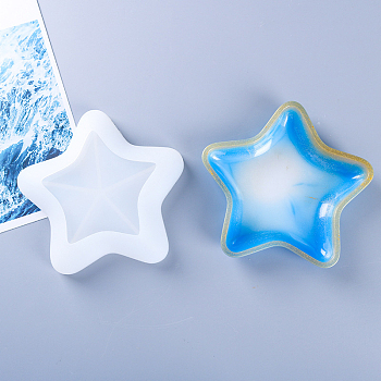 DIY Jewelry Plate Silicone Molds, Storage Molds, Resin Casting Molds, for UV Resin, Epoxy Resin Craft Making, Starfish, 155x155mm