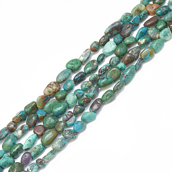 Natural Chrysocolla Beads Strands, Tumbled Stone, Nuggets, 4~15x4~8x3~7mm, Hole: 1mm, about 40~70pcs/strand, 15.7 inch