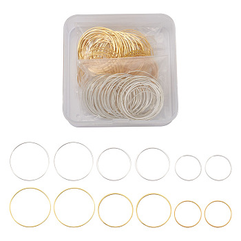 Brass Linking Rings, Golden & Silver, 20~30x1mm, Inner Diameter: 18~28mm, 120pcs/box