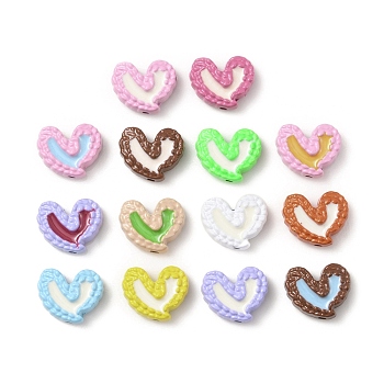 Spray Painted Alloy Enamel Beads, Heart, Mixed Color, 9.5x11.5x4mm, Hole: 1.5mm