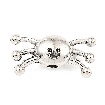 Tibetan Style Alloy Beads, Cadmium Free & Lead Free, Crab, Antique Silver, 10.5x22x7mm, Hole: 2.7mm, about 409pcs/1000g.