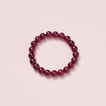 Adjustable Natural Garnet Bead Finger Rings, Pi Xiu, Stretch Rings, Inner Diameter: 16.2~16.6mm