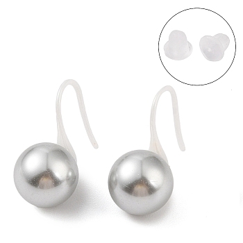 Hypoallergenic Bioceramics Zirconia Ceramic Dnagle Earrings, with Shell, No Fading and Nickel Free, Round, Silver, 15x10mm