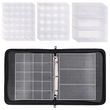 PU Leather Holder Album, Collection Storage, with Iron Binder Rings, for Game Card, Black, 285x238x43mm