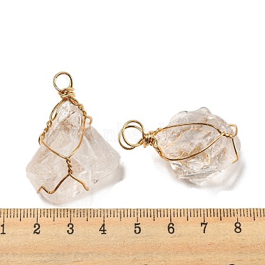 Pendentifs enveloppés de fil de fer de pierres précieuses naturelles brutes brutes(G-H308-03G-01)-3