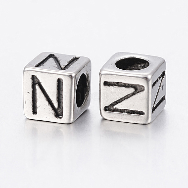 304 Stainless Steel Large Hole Letter European Beads(X-STAS-H428-01AS-N)-2