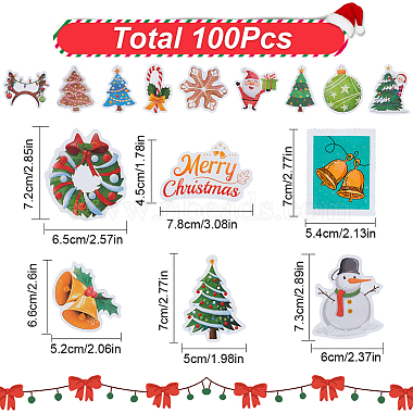 102Pcs Christmas Theme Plastic Self Adhesive Stickers(DIY-SC0021-89)-2