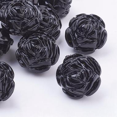 24mm Black Flower Acrylic Beads