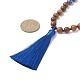 Natural Blue Spot Jasper & Wood Buddhist Necklace(NJEW-JN04306)-4