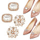 2 Pairs 2 Styles Rectangle/Flower Brass Glass Rhinestone Shoe Decorations(AJEW-AR0001-81B)-1