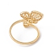 Clear Cubic Zirconia Butterfly with Enamel Evil Eye Open Cuff Ring(RJEW-B043-16)-2