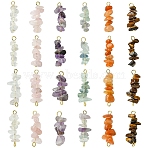 24Pcs 12 Styles Natural Quartz Crystal & Rose Quartz & Tiger Eye & Amethyst & Fluorite & Red Aventurine Pendants & Links Connector Charms, 25~30mm, 2pcs/style(PALLOY-YW00048)