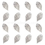 Brass Filigree Pendants, Leaf, Silver, 18x10x1mm, Hole: 1.2mm, 100pcs/box(KK-AR0001-45S)