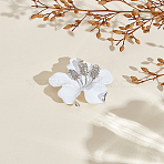 1Pc Crystal Rhinestone Flower Brooch Pin, Silver Alloy Fashion Badge for Clothes Shawl, White, 48x48x12mm(JEWB-LP0004-88)