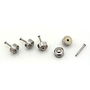 304 Stainless Steel Lapel Pin Backs, Brooch Findings, Stainless Steel Color, 5mm, Pin: 0.8mm(X-STAS-S046-36)