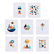 Canvas Bathroom Wall Decorations Picture, Rectangle with Geometric Pattern, Mixed Color, 250x200x0.2mm, 8pcs/set(CF-TAC0002-07)