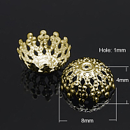 Iron Bead Caps, Nickel Free, Antique Bronze, 8x4mm, Hole: 1mm, about 355pcs/71g(X-IFIN-D044-8x4-AB-NF)